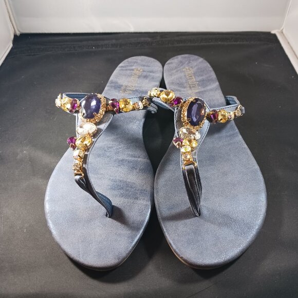 Patrizia By Spring Step Jeweled Blue Thong Sandal size 40 / US size 9 - Picture 10 of 10